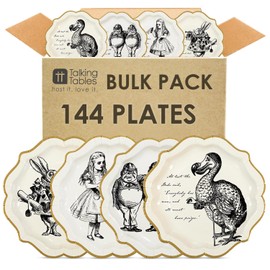 Talking Tables 144 x Alice In Wonderland Themed Disposable Paper Plates, Bulk Pack, Mad Hatter Tea Party Table Decorations Birthday, Baby Shower, Cream Tea, Mother’s Day, Wedding – Size 9’
