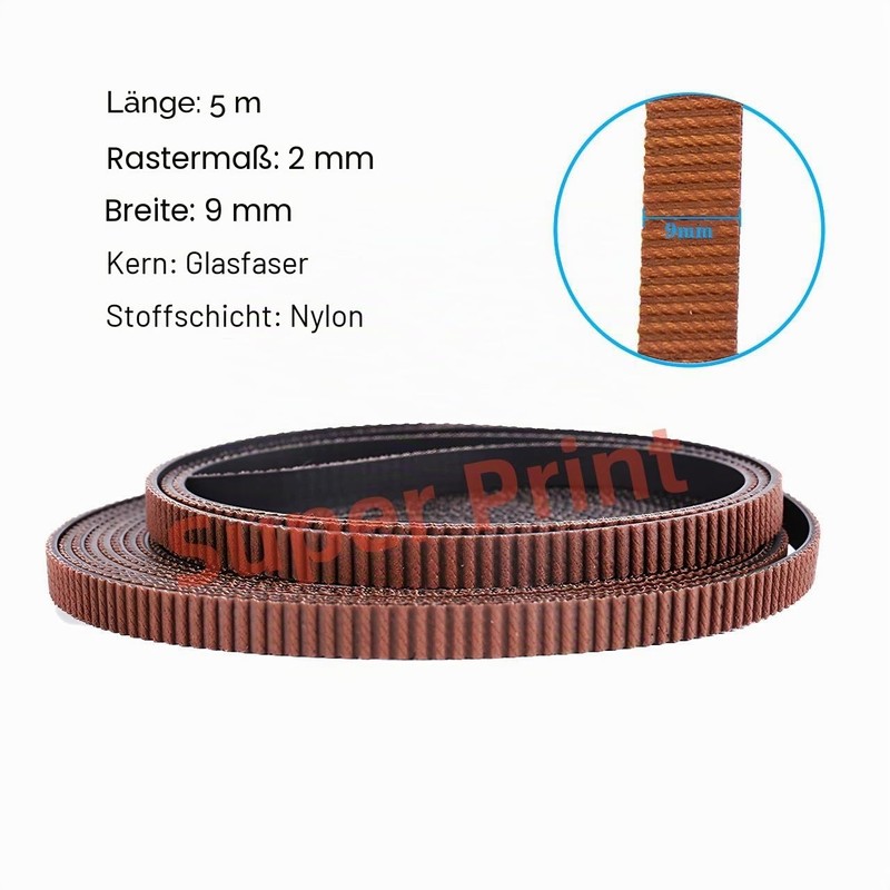 Super Print GT2 Timing Belt 9 mm, GT2 Belt 9