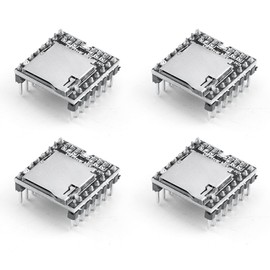 Aideepen 4pcs Mini MP3 Player DFPlayer Audio Module, MP3 WAV WMA Integrated Decoder, Support TF Micro SD Card U Disk Support Voice Music Processor Module