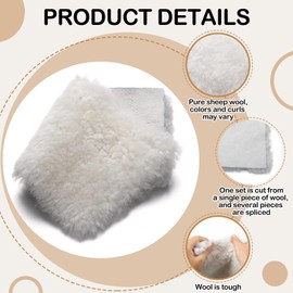 Fanfanwin 20 Pcs Sheepswool Leather Remnants, Pure Sheepskin Lambs Wool Scrap, Sheep Leather and Wool, Approx.10" x 5" Sheepskin Pad Scrap for Polishing Cleaning Painting Staining Arts & Crafts