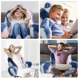 Hobed Life Faux Fur Reading Pillows - Big Size 30x17x17 Inches with Premium Pure White Micro Fiber Stuffing, Students & Kids Backrest Pillow, Bed Rest Pillow, Unique Colorful Design, Awesome Gift