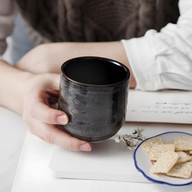 4 PCS Japanese Style Ceramic Tea Cups, Glazed Ceramic Coffee Cups, Handmade Pottery Drinkware 7 oz for Tea, Coffee, Matcha, Water