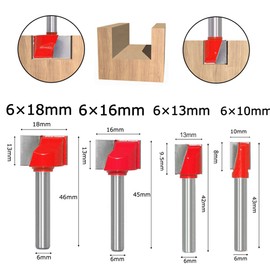 Bestgle 9pcs 6mm Shank Surface Planing Bottom Cleaning Router Bits CNC Cutter Engraving Woodworking Tools 10-32mm