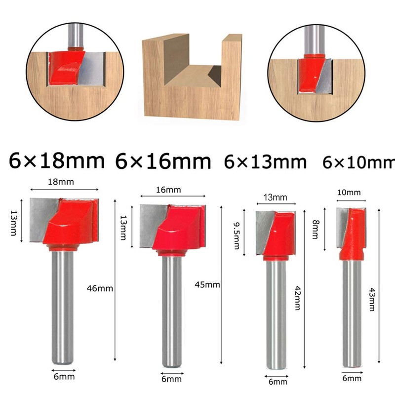 Bestgle 9pcs 6mm Shank Surface Planing Bottom Cleaning Router Bits