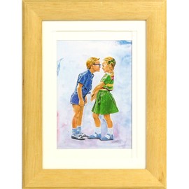 Iwata 20NT-807127 Picture Frame, Wood, Mat 3 Sizes, Natural, 7.1 x 5.1 inches (18 x 13 cm)