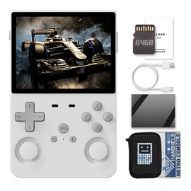 L35 3.5" Consola de juegos portátil 3000mAh RK3326 con funda portátil, color blanco 64GB