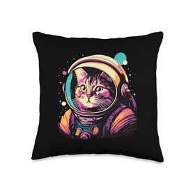 Smarty Pants Designs Funny Astronaut Space for Cat Lovers Throw Pillow, 16x16, Multicolor