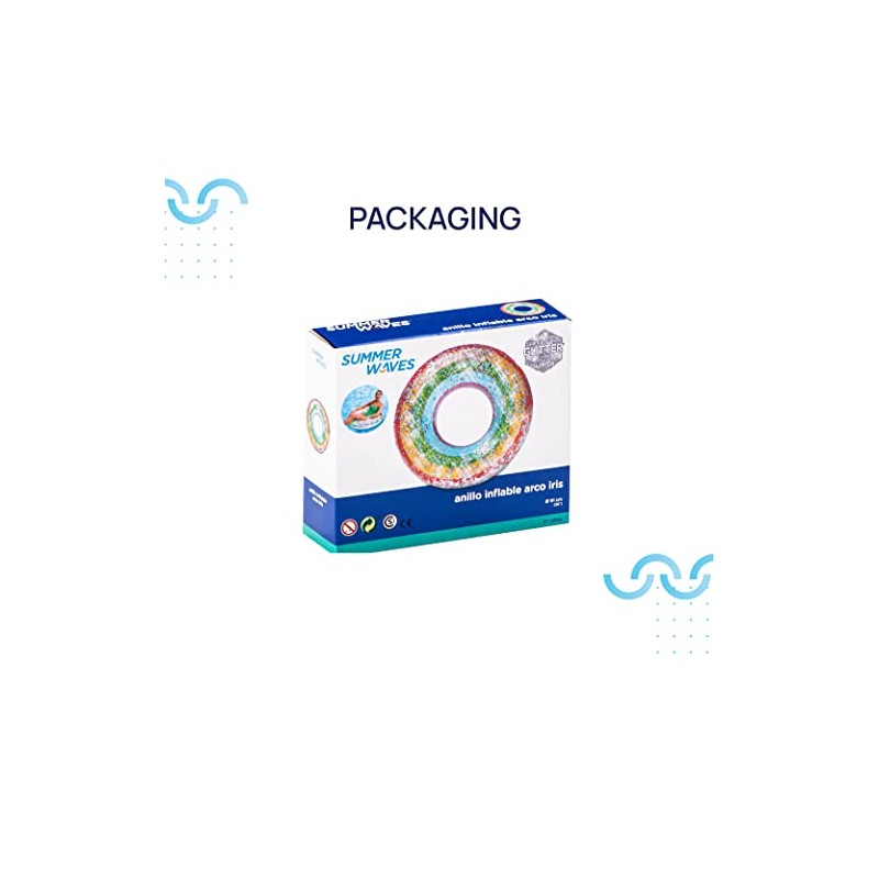 Summer Waves Anillo Salvavidas Inflable Arcoiris, Flotador Anillo PVC para