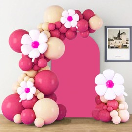 SINSSOWL 7.2 FT Arch Backdrop Cover Spandex Arch Cover Fitted Wedding Arch Backdrop Fabric Cover for Baby Shower Bridal Shower Birthday Party Gender Reveal Backdrop Decoration (Hot Pink)