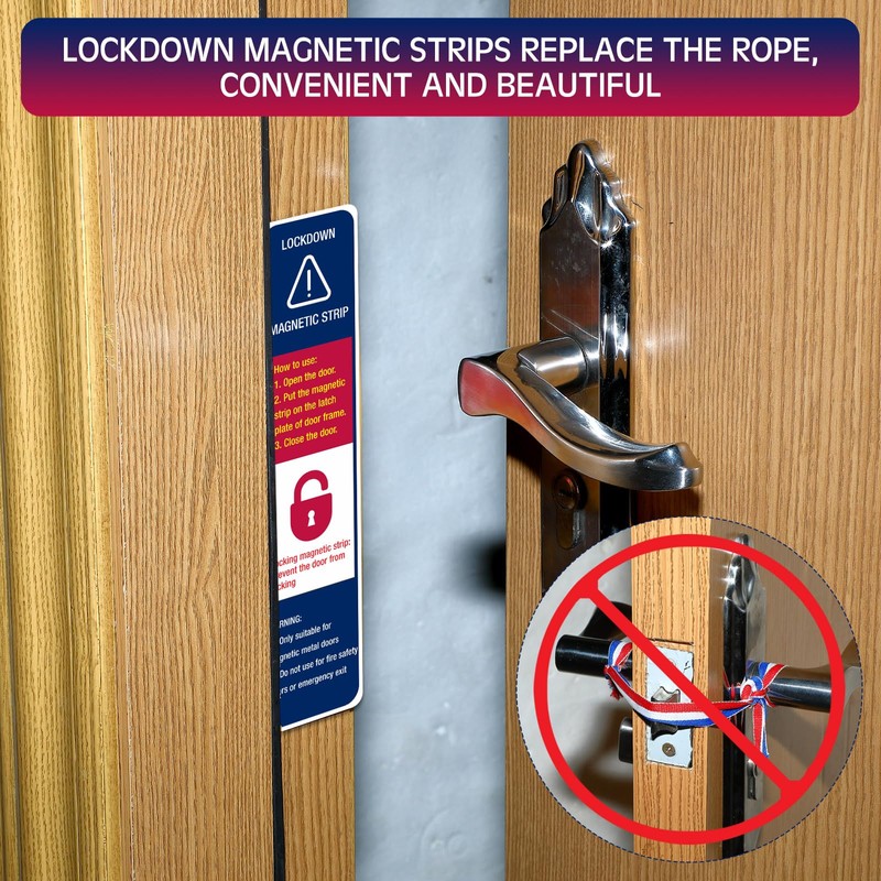 Kanayu 15 Piece Lockdown Magnetic Strips for School Door Frames