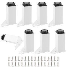 MUXHEL Pack of 8 Furniture Feet Adjustable White 100 mm - 115 mm Height Adjustable Metal Furniture Feet with Screws Cabinet Feet for Furniture Cupboards Bed Square Profile: 40 x 40 mm