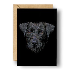 Fractal Artworks Patterdale Terrier Greeting Card with Fractal Art Design. Blank Inside