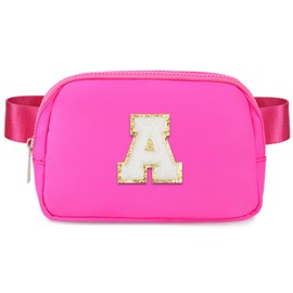 Sienien Fanny Pack for Girls Birthday Christmas Gifts Idea for 4 5 6 7 8 9 10 11 12 13 Year Old Kids Cute Trendy Belt Bag Fashionable Waist Packs Crossbody Bag Initial Letter A Hot Pink
