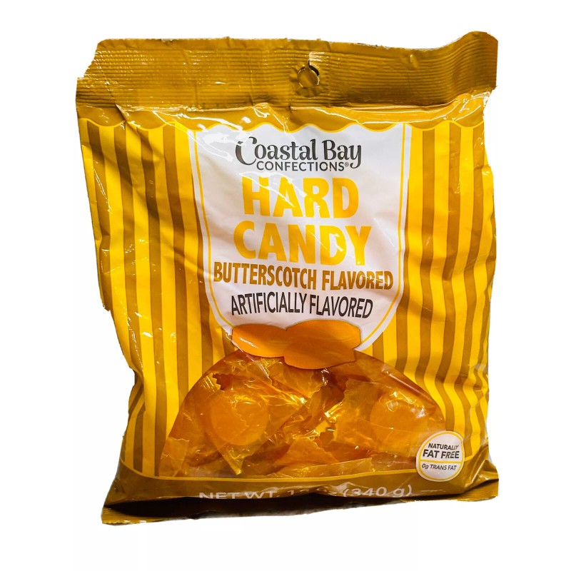 Coastal Bay Fat Free "BUTTERSCOTCH" Flavored Hard Candy 1 Bag:-12oz/340g