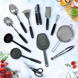 Fackelmann INITIAL Slotted Spoon PBT with PP Plastic Handle, 32cm