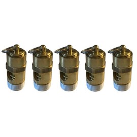 Sellerocity American Made ASME Code 5-Pack of Brass Air Compressor Safety Valves Featuring Stainless Steel Spring & Silicone Seal, 3/8 NPT, 150 PSI, 132 CFM
