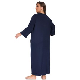 VintageClothing Women Zipper Front Robes Plus Size Long Housecoat Soft Modal Sleepwear Loungewear Nightgowns with Pockets, 4X