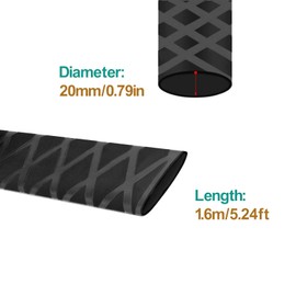 Heat Shrink Wrap Tubing Sleeve X-Tube for Fishing Rods Grip Handle Cork with Non Slip and Insulation 5.24ft Length (Diameter 20mm, Black)