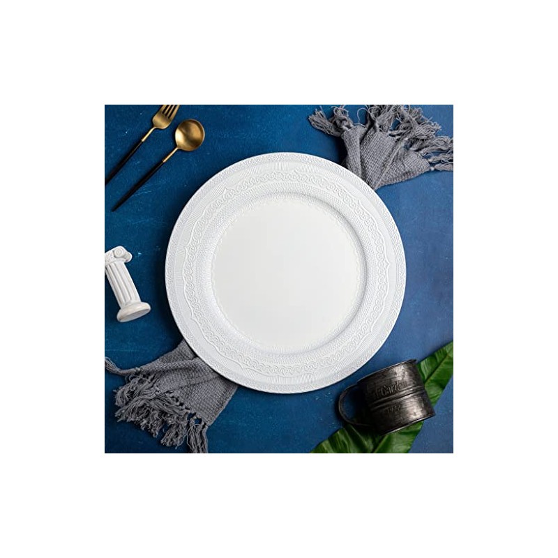 CVL 1 Pc, Lace Embossed Acrylic Plastic Charger Plate -