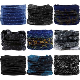 VANCROWN Headband Neck Gaiter Head Wrap Headwear Face Mask Magic Scarf Bandana for Men and Women (9PC.Dimgray Series)