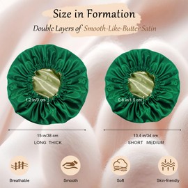 Doitory Bonnet for Sleeping Women & Men, Double Layer Silk Bonnet, Soft Satin Lined Hair Bonnets Sleep Shower Cap for Natural & Curly Hair(Green)