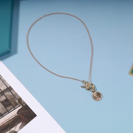 Andelaisi Boho Coin Necklace Choker Vintage Toggle Necklace Round Disc Necklace Minimalist Head Coin Pendant Necklace Chain Jewelry for Women and Girls