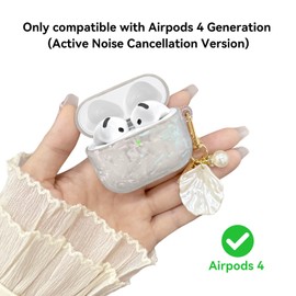 Compatible with AirPods 4 Case 2024, Cute TPU Protective Case Cover for AirPods with Cleaner Kit and Shell Lanyard Accessories for Women Girls (Whitecolor)