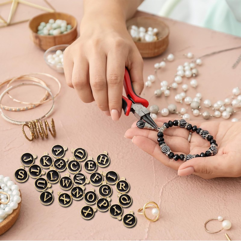 sourcing map 52pcs Letter Charm, Enamel Letter Pendants, Alphabet S