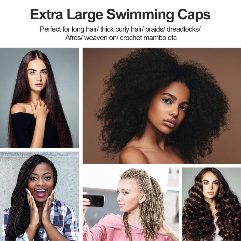 COPOZZ Extra Large Swim Cap, Designed for Long Hair Braids
