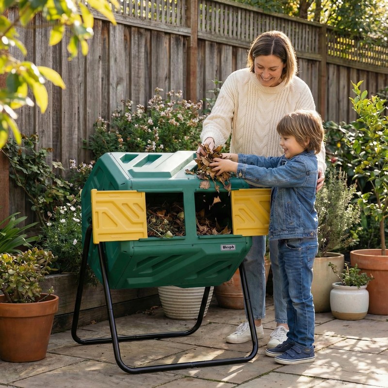 Werph 43 Gallon Compost Bin with Gloves, Fast Assembly &