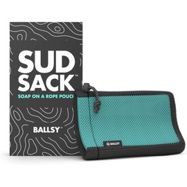 Ballsy Handy Shower Tool - Sud Sack Soap Pouch, Exfoliating Sponge for Baths and Showers - Compatible with Related Bars, Blue