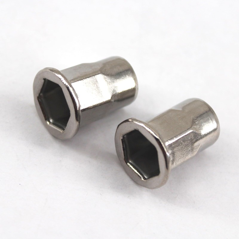 20Pcs M10x21 Stainless Steel Half Hexagon Rivet Nut Flat Head