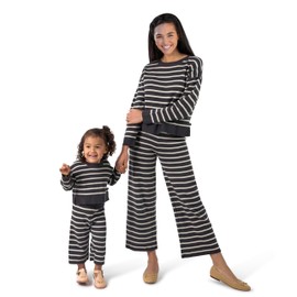 Modern Moments by Gerber Baby Girls' Mommy and Me Sweater Knit Pant, Ivory Stripe, Large
