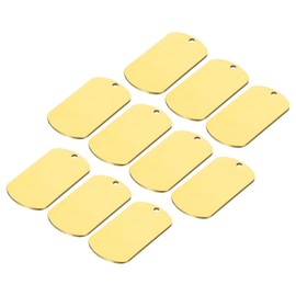 MECCANIXITY Metal Blank Tags Stamping, 2"x1.1" Gold Stainless Steel Blank Dog Tags DIY Engraving Blank Tags for Pet Dog ID Tags, Pendant Decoration, Craft Tags, Pack of 10