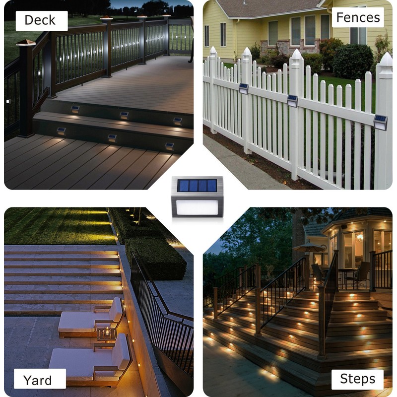 [Warm Light] Solar Lights for Steps Decks Pathway Yard Stairs