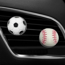 2PCS Cute Ball Car Dashboard Air Vent Trim Clips, Cool Auto Air Fresheners Outlet Clip, Car Interior Diffuser Decoration Charm Accessories for Men (Baseball/Football)