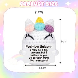 Kabwea Positive Crochet Unicorn, Emotional Inspirational Support, Birthday Gift for Women Men