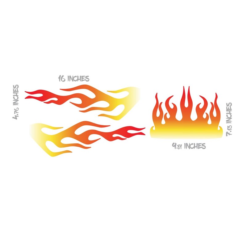 Lawn Mower Decals - Hot Rod Flames - 3pc Set
