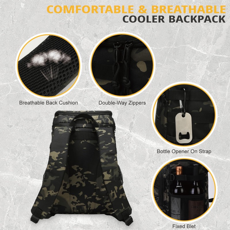 Tactical Backpack Cooler, 25L Cooler Backpack Insulated Leak-Proof, Heavy Duty