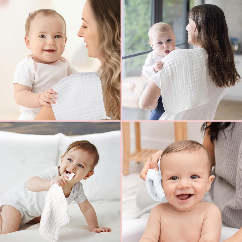 Soft and Absorbent Muslin Cloths - 3 Pack, Large 20''x10''
