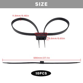 DEANKEJI Pack of 10 Cable Ties Long, Double Locking Disposable Handcuffs, 700 mm x 12 mm Nylon Navel Tie Set, Tear-Resistance, Black Cable Ties for Workshops, Cable Management, Gardening