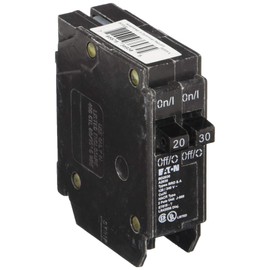 EATON BD2030 Type Bd Twin Circuit Breaker, 120 Vac, 20/30 A
