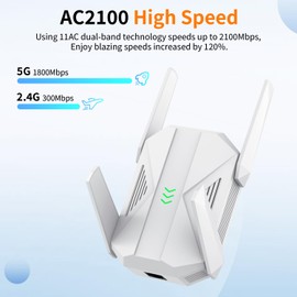 2025 AC2100 WiFi Extender - WiFi Extender Signal Booster with Gigabit Ethernet Port, WiFi Booster Dual-Band(5.8G&2.4G) Coverage to 12888 sp.ft, Faster Speed, Compatible with Multiple Devices