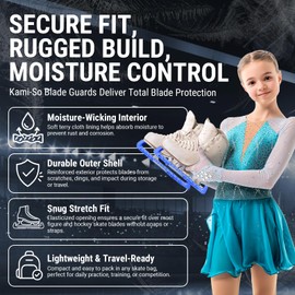 Kami-So Ice Skate Guards | Ice Protector for Blades | Hockey Skate Blade Covers | Figure Covers | Hard Guards & Blade Soakers | Women and Mens Skating Accessories| Gel Royal Blue