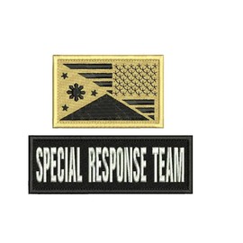 Embroidered Patch - Patches for Women Man - S R T & Flag Embroidery Patch 2X6 ''4X2.5 Hook ON Back BLK/White and tan, Shown in the photo