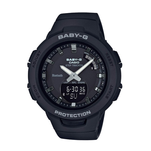 Casio BSA-B100 Series Baby G for Sports Wristwatch, Pedometer, Bluetooth, Black, Baby-G Single Item