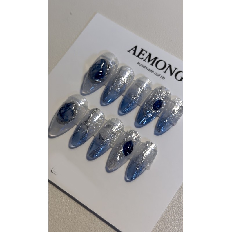 [High quality drawing nail] Navy moonlight - Short ballerina /
