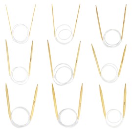 YXHZVON 9 Sizes Circular Bamboo Knitting Needles Set, 60 cm, Double Pointed, Natural Bamboo, 2.5/3.5/4.5/5.5/6/7/8/9/10 mm