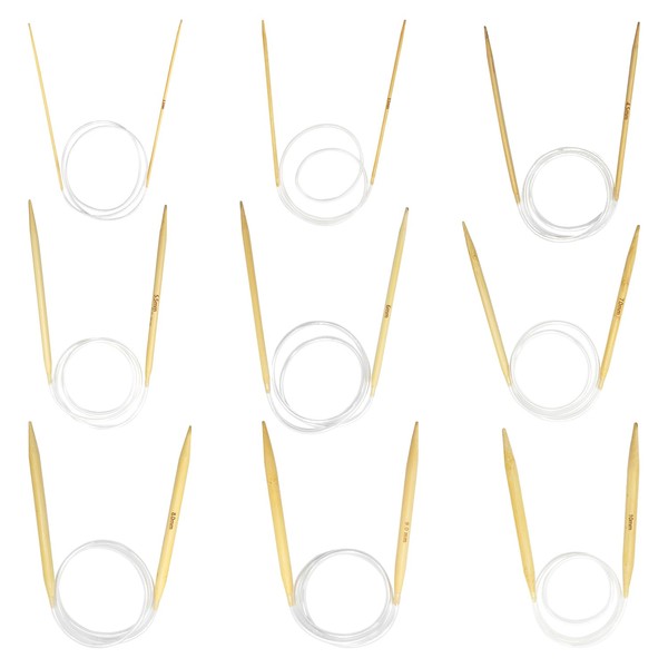YXHZVON 9 Sizes Circular Bamboo Knitting Needles Set, 60 cm,