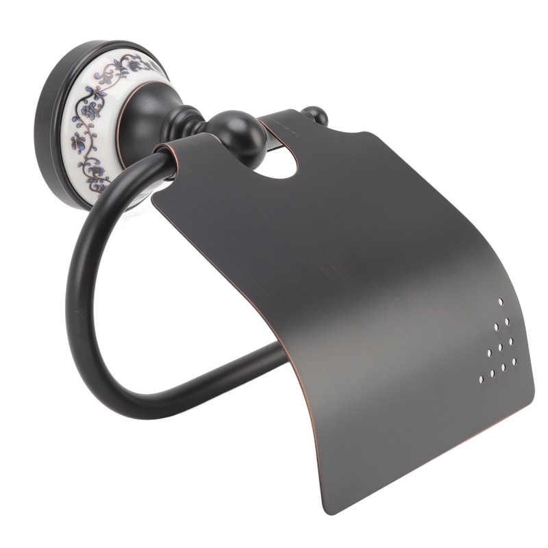 Paper Towel Dispenser Dark Bronze Blue and White Porcelain Wall